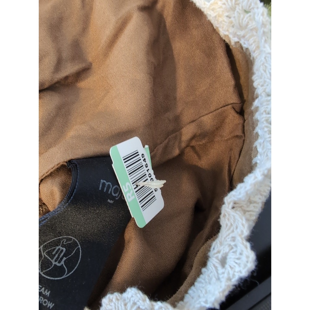 NEW Maje Tan Leather‎ Suede Skirt w/ Crochet Lace Trim Accents Pockets Size 8/38 - Picture 11 of 11